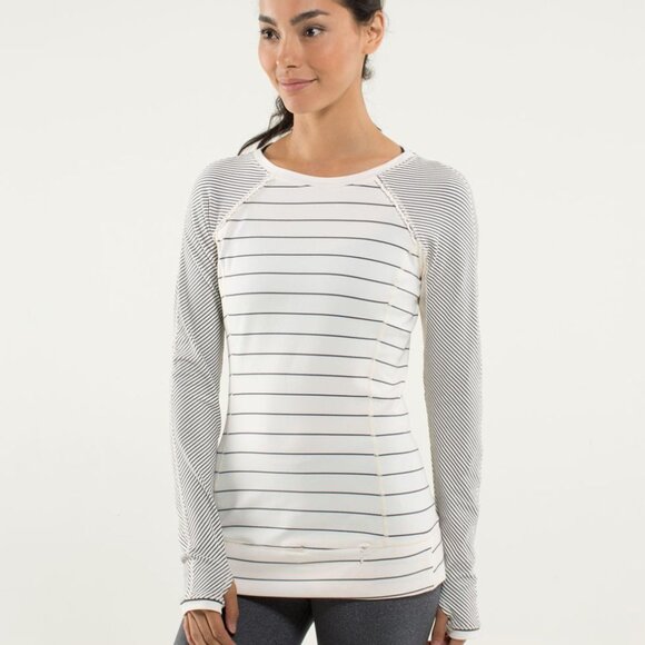 Lululemon Full Tilt Long Sleeve Slalom Stripe Angel Wing Size 8 - Picture 1 of 7
